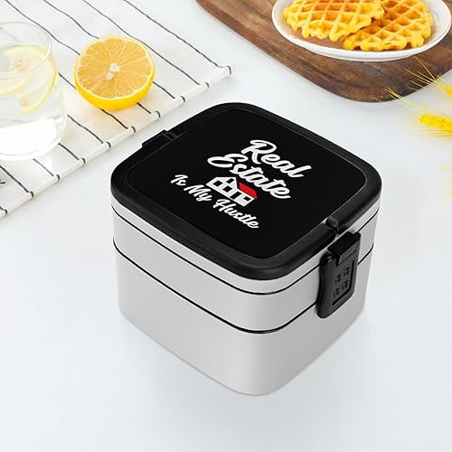 Miniatura 6 de Real Estate is My Hustle - Lonchera Bento de doble capa para adultos, a prueba de fugas, contenedores de viaje con cuchara para comida caliente en