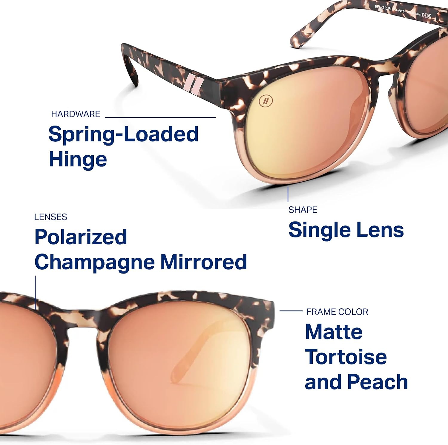 Blenders Eyewear H Series – Polarized Sunglasses – Round Cat Eye, Spring Loaded Hinge – 100% UV Protection – For Women