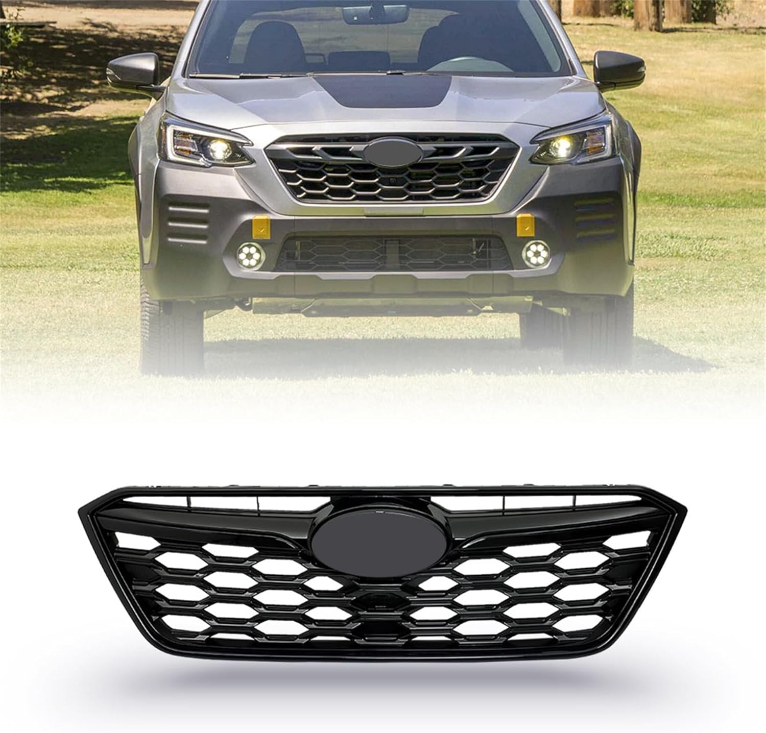 Front Grille Center Radiator Honeycomb Grill Black Replacement for 2020 2021 2022 Outback J1010AN000