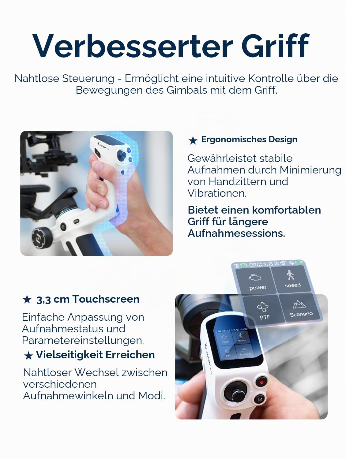 FeiyuTech SCORP Mini 2 Kit – 3-Achsen Gimbal Stabilisator für Spiegellose Kameras & Smartphone, mit AI-Tracking, Gestensteuerung, Touchscreen, Leichter Stabilisator für Vlog, YouTube, TikTok & GoPro