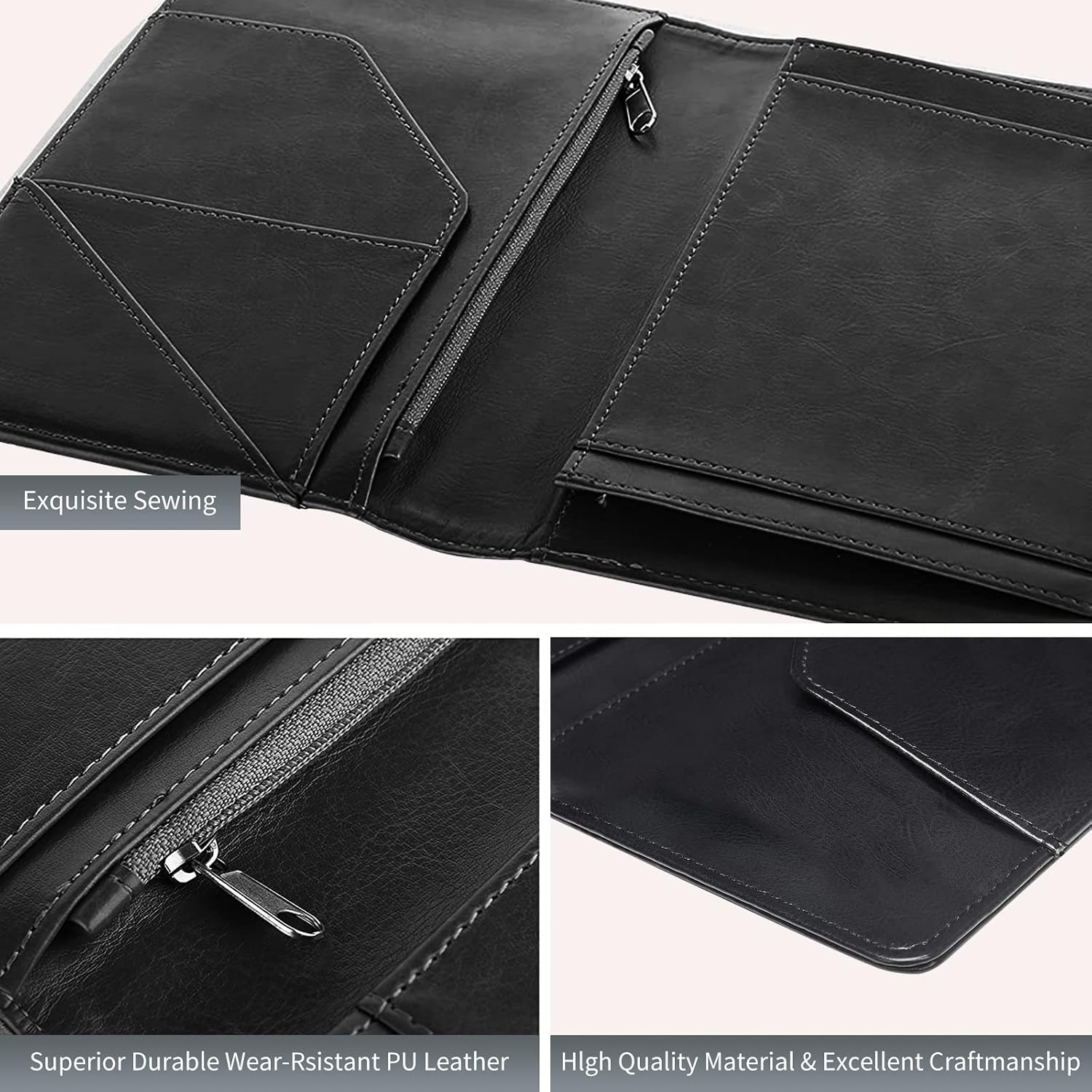Dinosaur Cute Server Books for Waitress, Waiter Book Server Wallet with Zipper Money Pocket, Waitress Ticket Book Holder Restaurant Waitstaff Organizer with Pen Holder Fit Apron