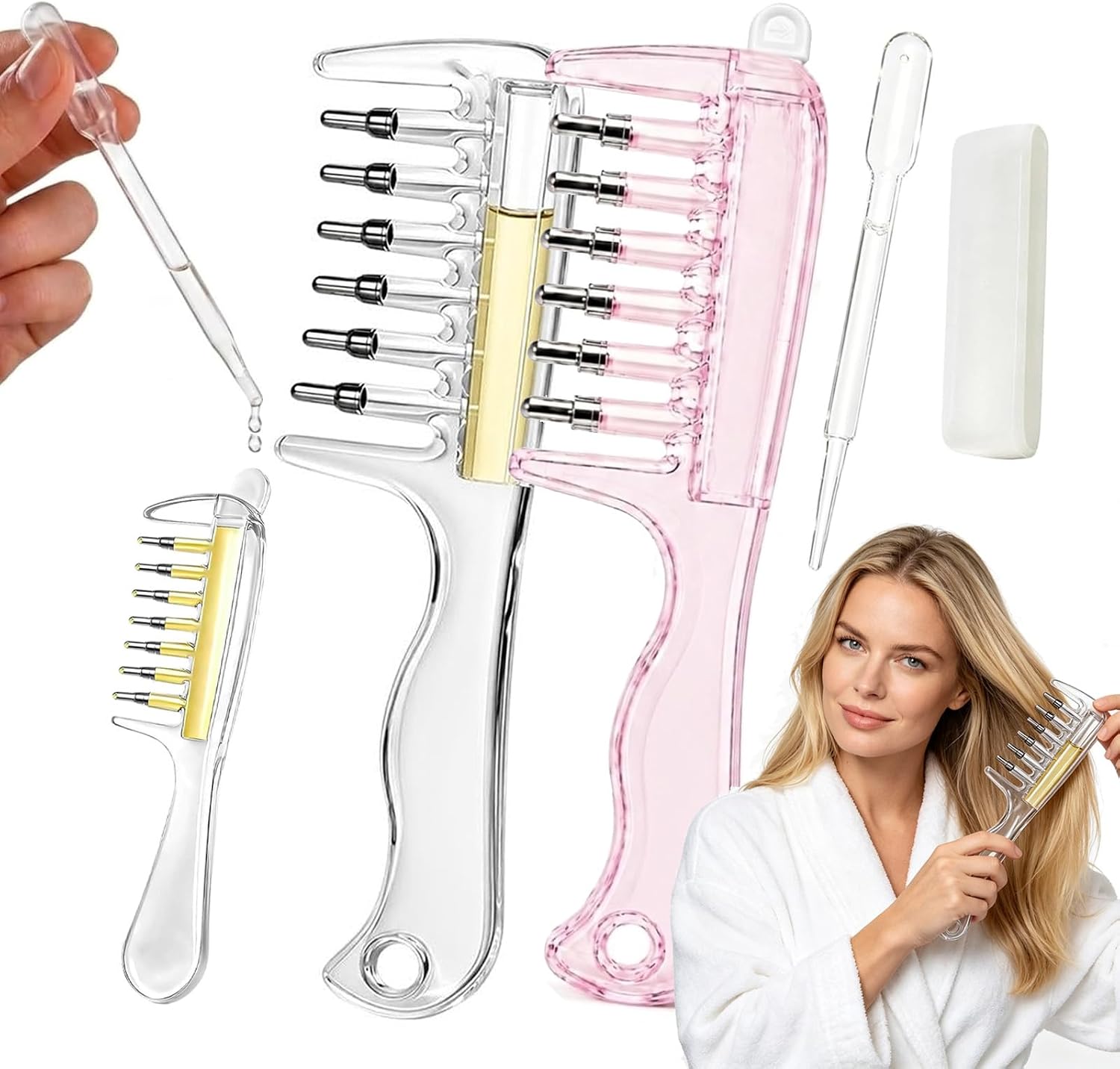 Scalp Oil Applicator Comb, Refillable Hair Serum Applicator for Scalp