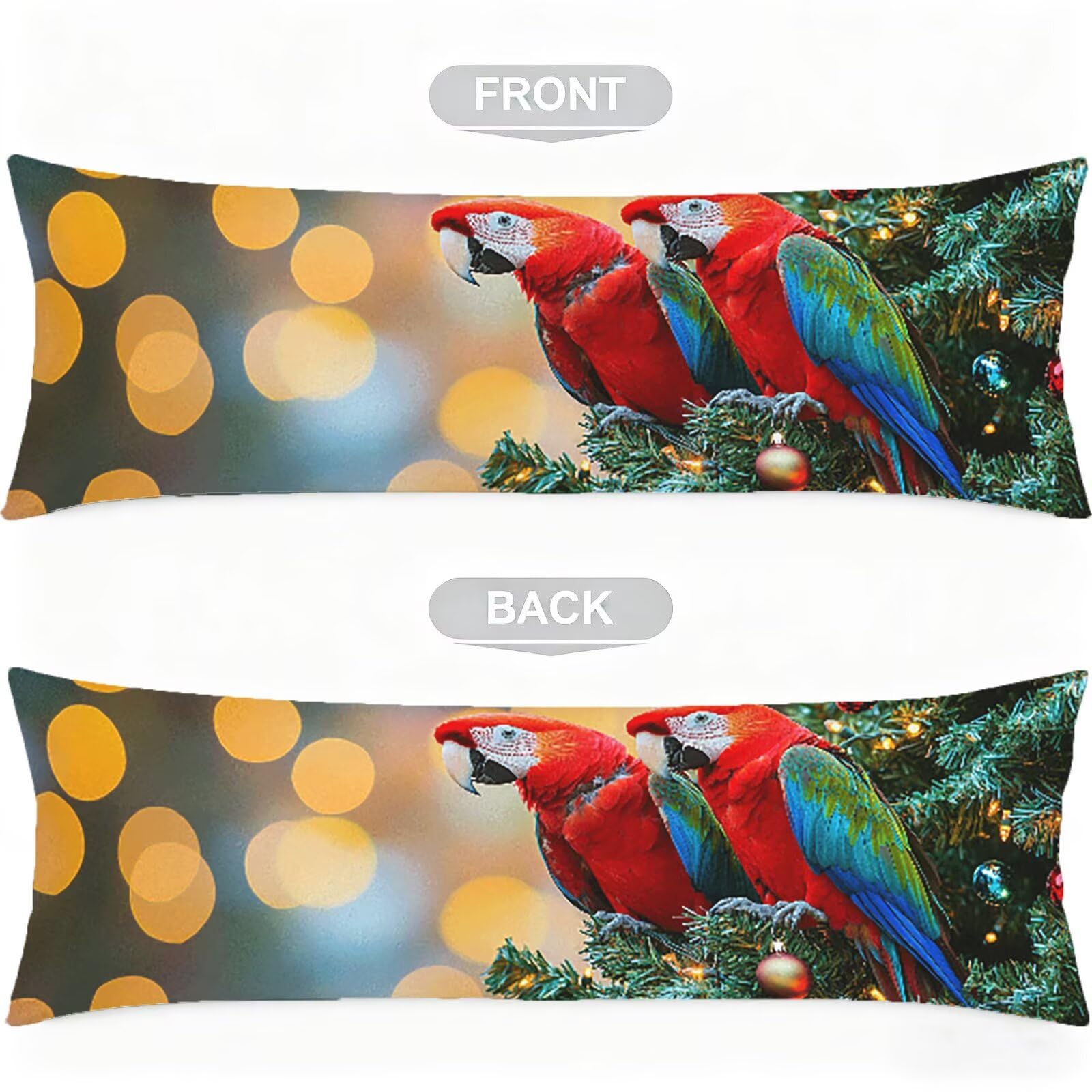 Housse de Traversin 180 cm Perroquet Taie d'oreiller 60 x 180 Lot de 2, Housse de Coussin Oiseau Taie de Traversin Lin Protège Oreiller HD Double Face Impression pour Salon Chambre Lit Canapé, Model39