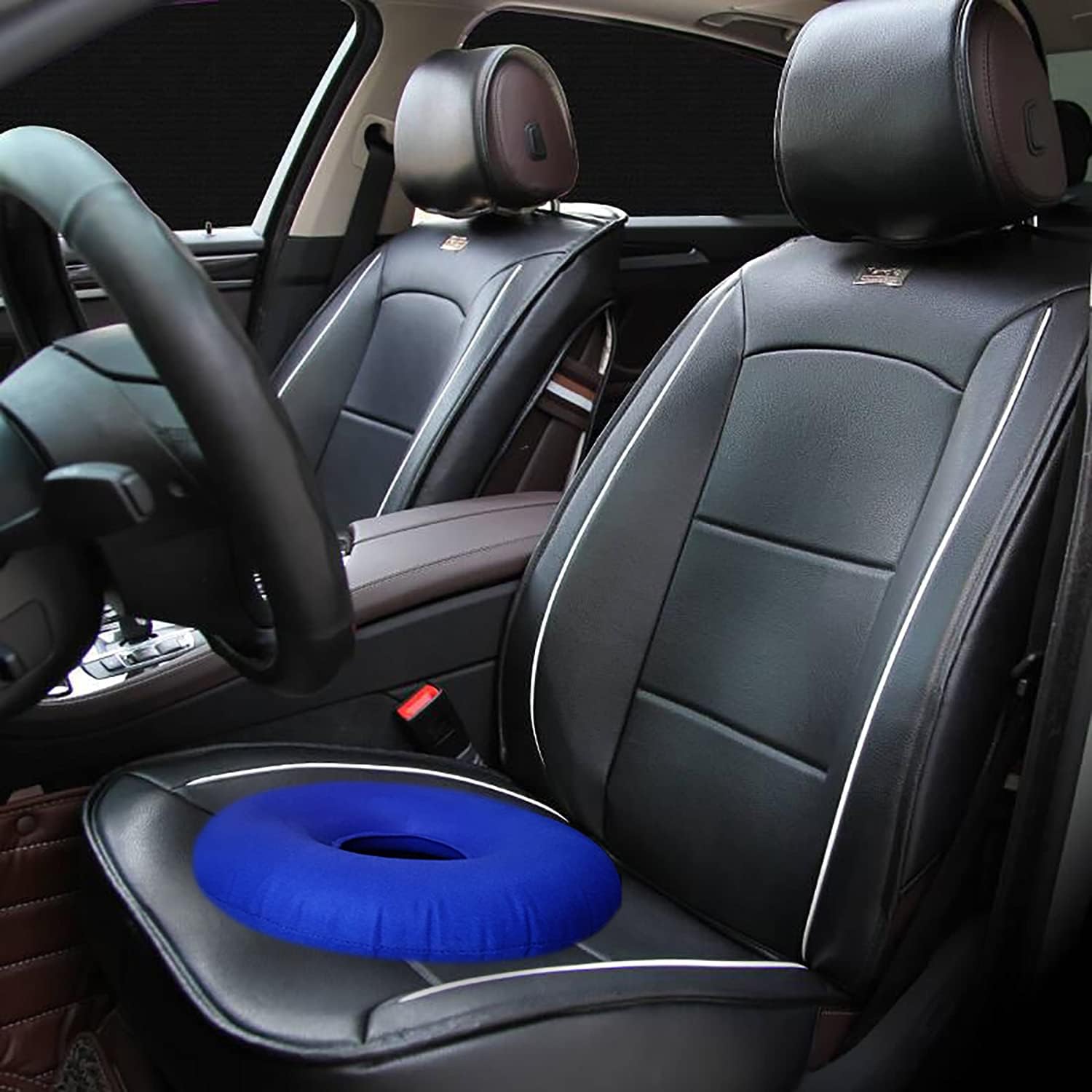 2 Pack Donut Pillow for Tailbone Pain, Inflatable Donut Cushion Seat with A Pump, Hemorrhoid Seat Cushion, Round Wheelchairs Seat Cushion for Home, Car or Office Chair (15" Blue)