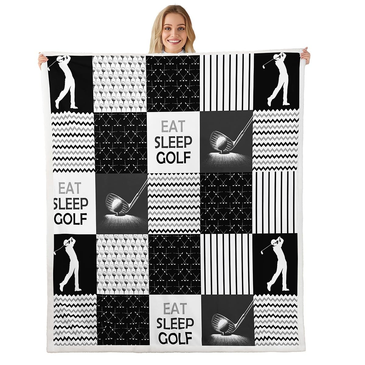 Erosebridal Boys Golf Blankets Balls Player Theme Fleece Blanket 40"X50", Golf Sports Patchwork Throw Blanket for Teenagers Adults Golf Lovers