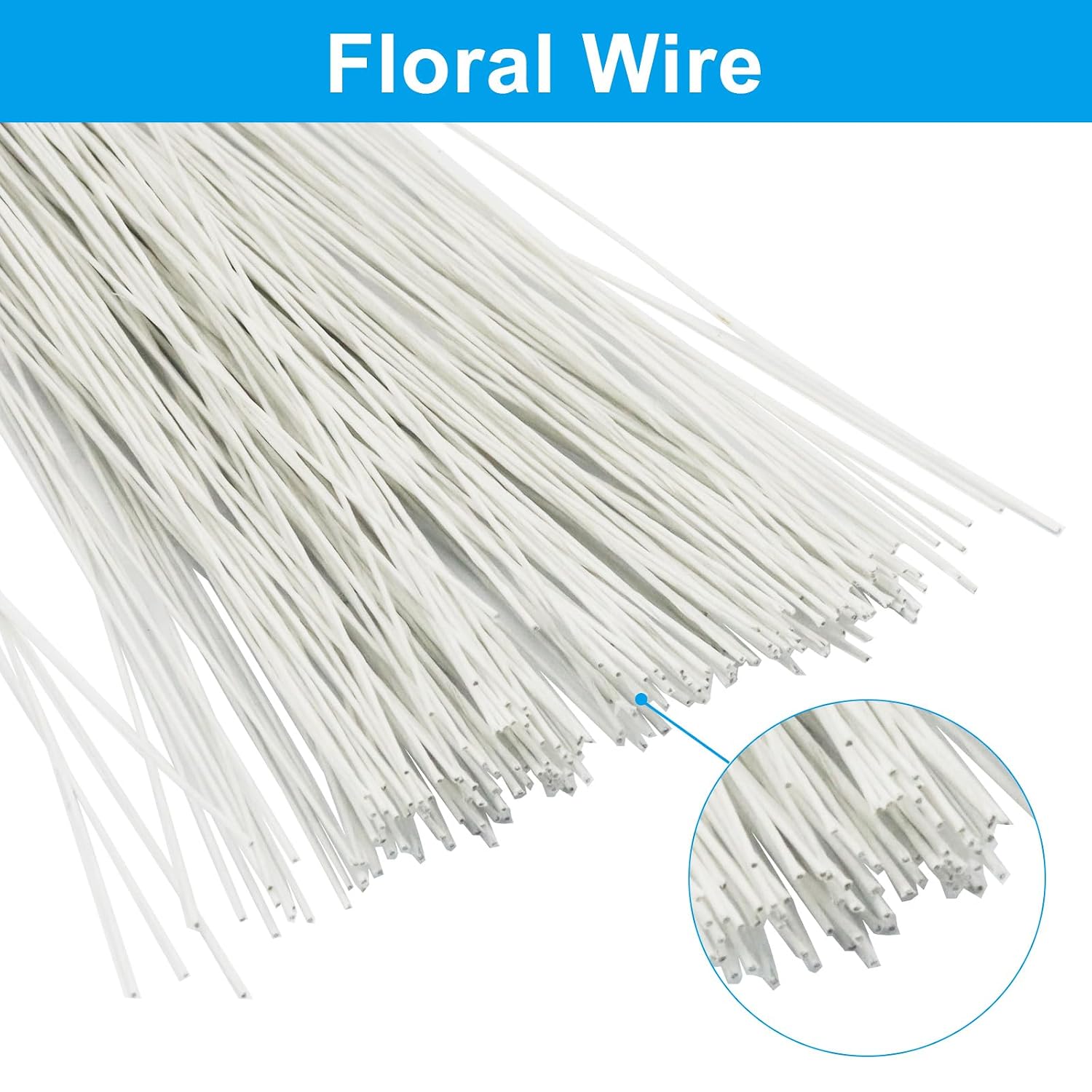 Waziaqoc 200 Pcs 26 Gauge Floral Wire - White Floral Wire Stems for Flower Arrangement, DIY Crafts, Bouquet & Wreath Making Supplies (14 Inch)