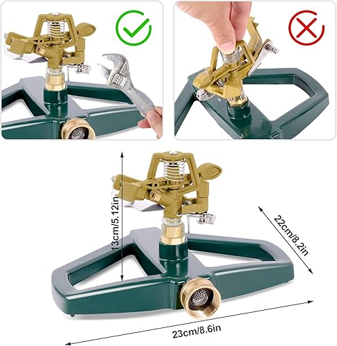 Miniatura 7 de Rociadores de impacto pulsante de metal resistente para patio, rociador de agua automático de 360 grados, rociadores de césped pulsantes con base de