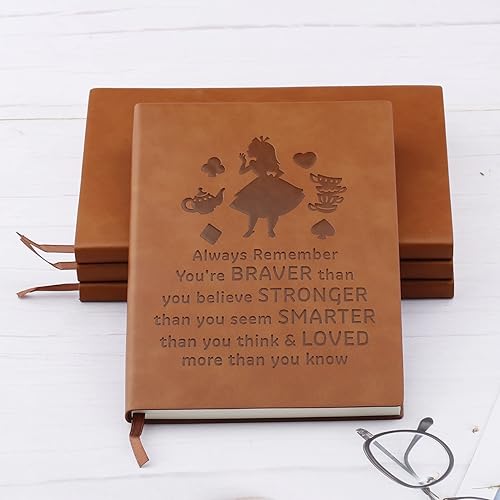 Miniatura 9 de Cuaderno de cuero de Alicia en el país de las maravillas Always Remember You're Braver Than You Believe, cuaderno de cuero, regalo de cumpleaños,