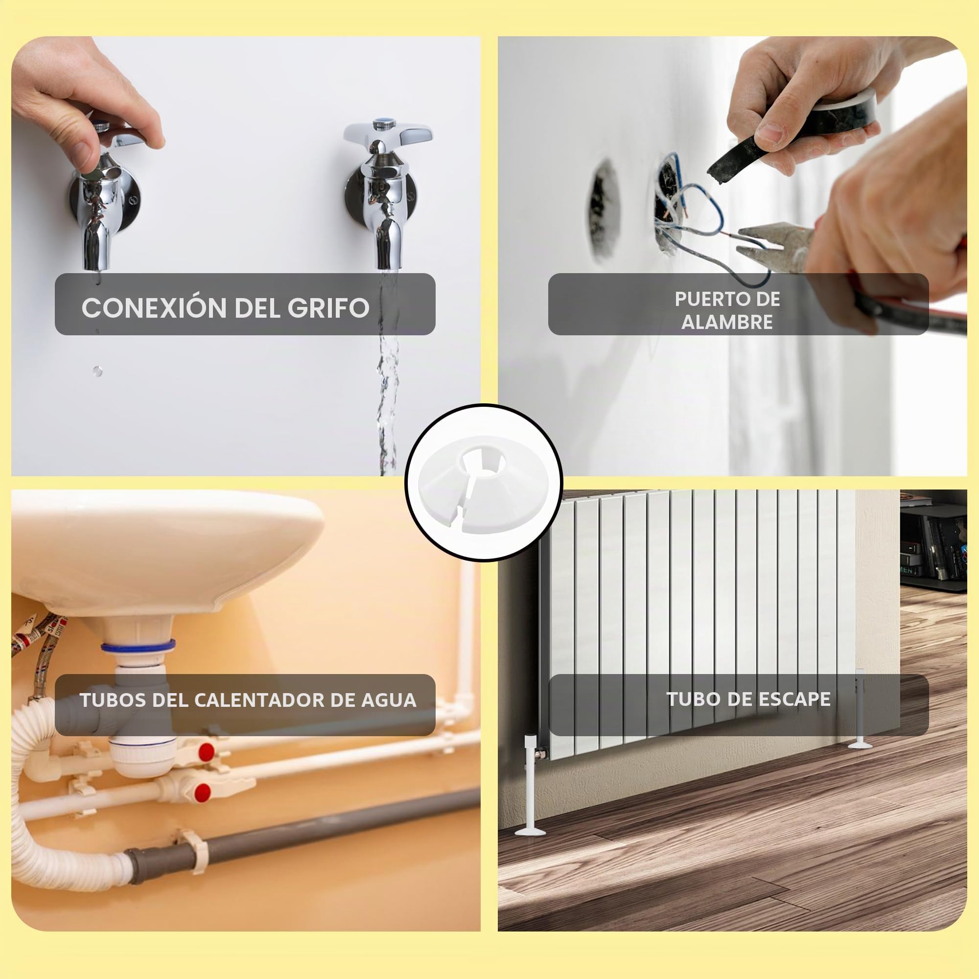 10 cubiertas de tubo de radiador y collares de tubería blancos de 200 mm x 15 mm, fundas de radiador gruesas de plástico de 15 mm