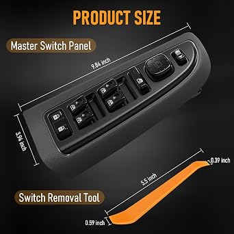 Power Window Switch & Bezel with Folding Mirror Switch Compatible with 2003-2006 Escalade Avalanche Silverado Suburban Tahoe Sierra Yukon H2 Replaces# 15883319, DWS-394
