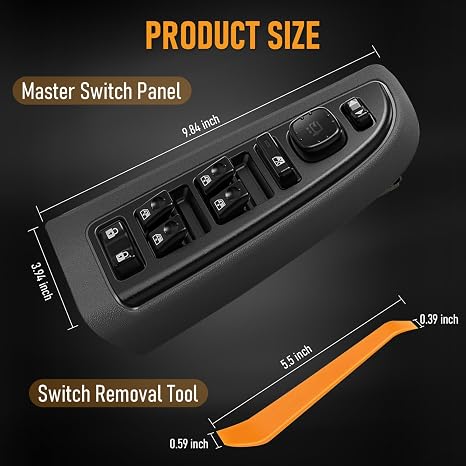 Power Window Switch & Bezel with Folding Mirror Switch Compatible with 2003-2006 Escalade Avalanche Silverado Suburban Tahoe Sierra Yukon H2 Replaces# 15883319, DWS-394