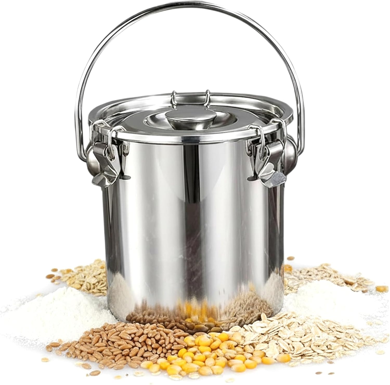 Recipiente de Acero Inoxidable con Tapa y Asa, 3L, Sin BPA
