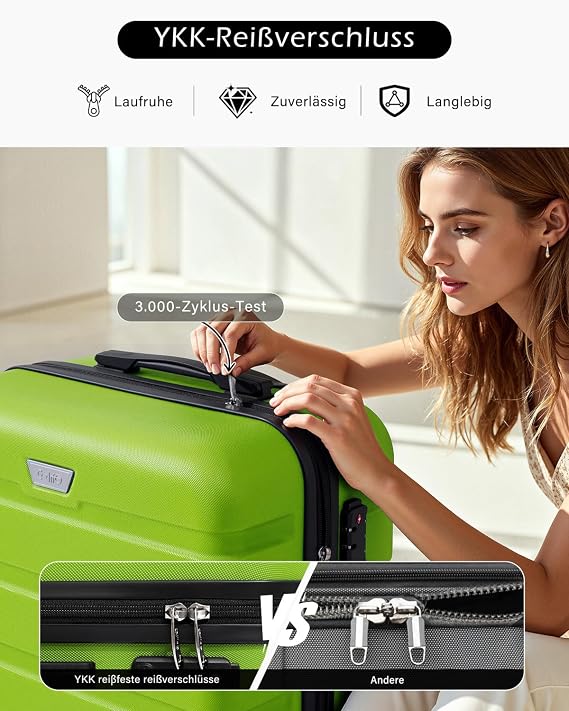 COOLIFE 2 Piece Suitcase Set for Couples Travel PC + ABS Hard Shell