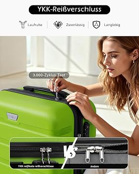 COOLIFE 2 Piece Suitcase Set for Couples Travel PC + ABS Hard Shell