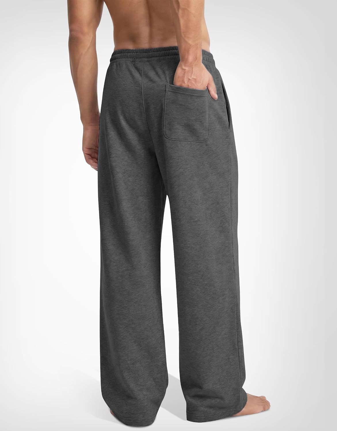 ALLABREVE Men's Yoga Pants Open Bottom Baggy Sweatpants, Lightweight Athletic Lounge Pants with Pockets