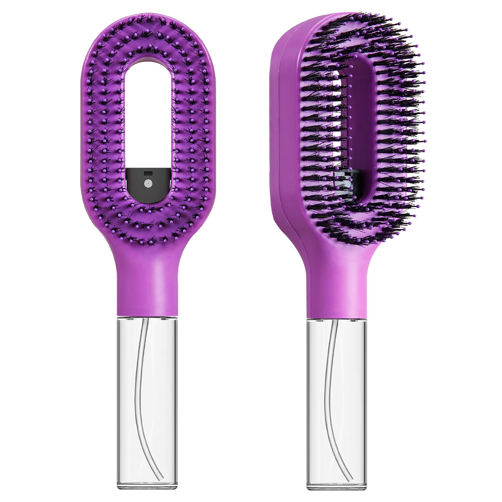 Photo 1 of 2-in-1 Manual Non-Electric Detangler Hair Brush with Built-In Mister Spray, Wet & Dry Detangling Brush for Curly, Wavy & Straight Hair, No-Tangle Anti-Frizz Brush?Reservoir 50ml.(Purple)
