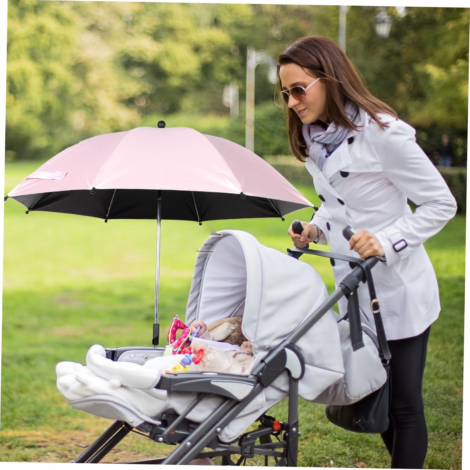 BESTonZON Stroller Umbrella UV Protection Parasol for Pushchairs Durable Sun Shade Canopy for Strollers Umbrella Essential Stroller Accessory for Sunny Rainy Days