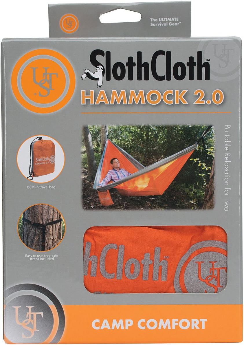 UST SlothCloth 2.0 Double Hammock with Portable, Lightweight Design, Breathable Mesh and Attached Travel Bag for Camping, Backpacking and Outdoor Survival