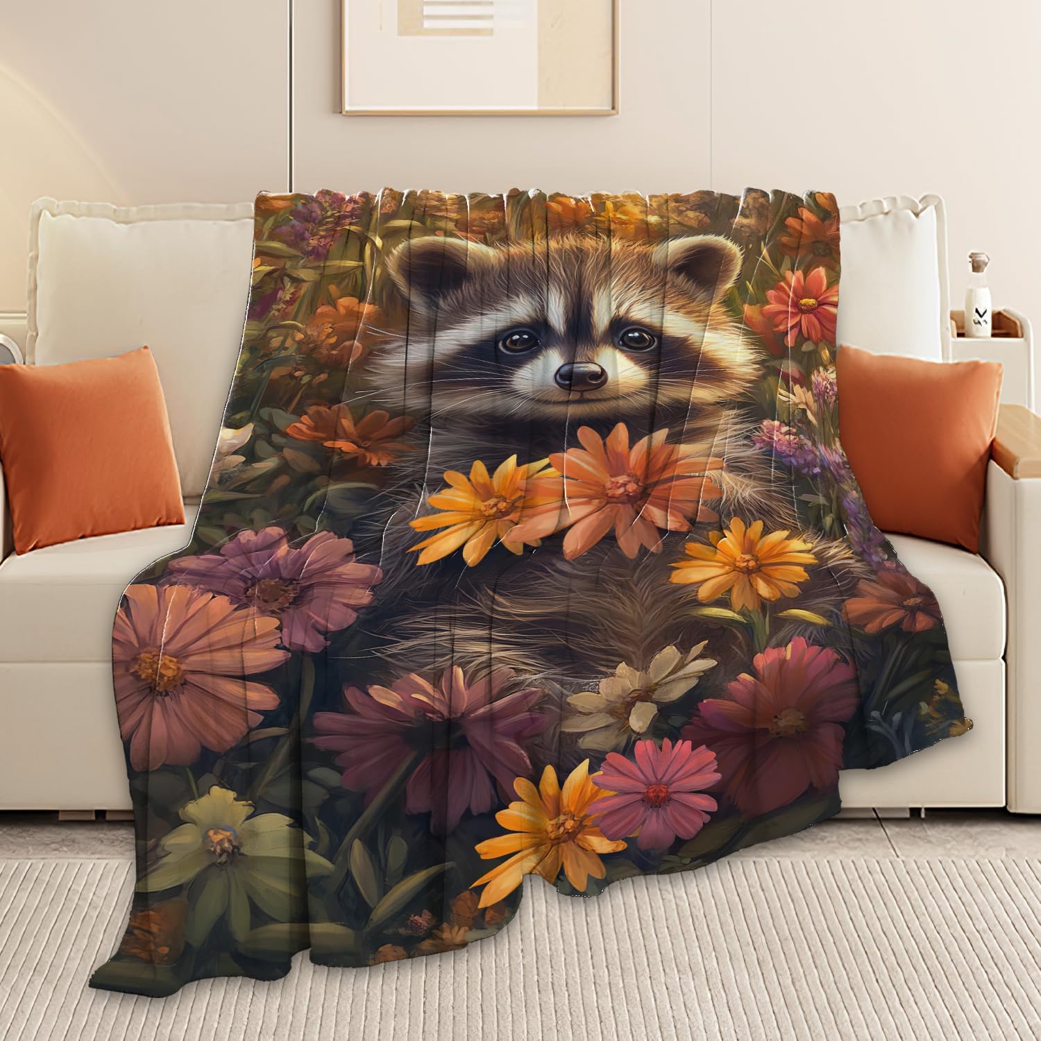 Raccoon Blanket Cute Cartoon Raccoon Throw Blanket Gifts for Girls Women Kids Boys Adults Men Super Soft Cozy Plush Fluffy Fuzzy Fleece Blanket Home Decor 40''X50'' - Image 4