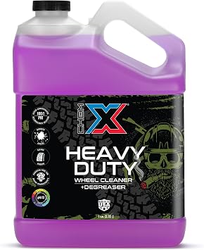 Chem-X Heavy Duty Wheel Cleaner + Degreaser - Cleans Wheels Tires Engines Frames and Equipment, Removes Brake Dust, Grease, Oil, and Diesel Soot, For Detailers, Fleets, Trucks Trailers - 1g