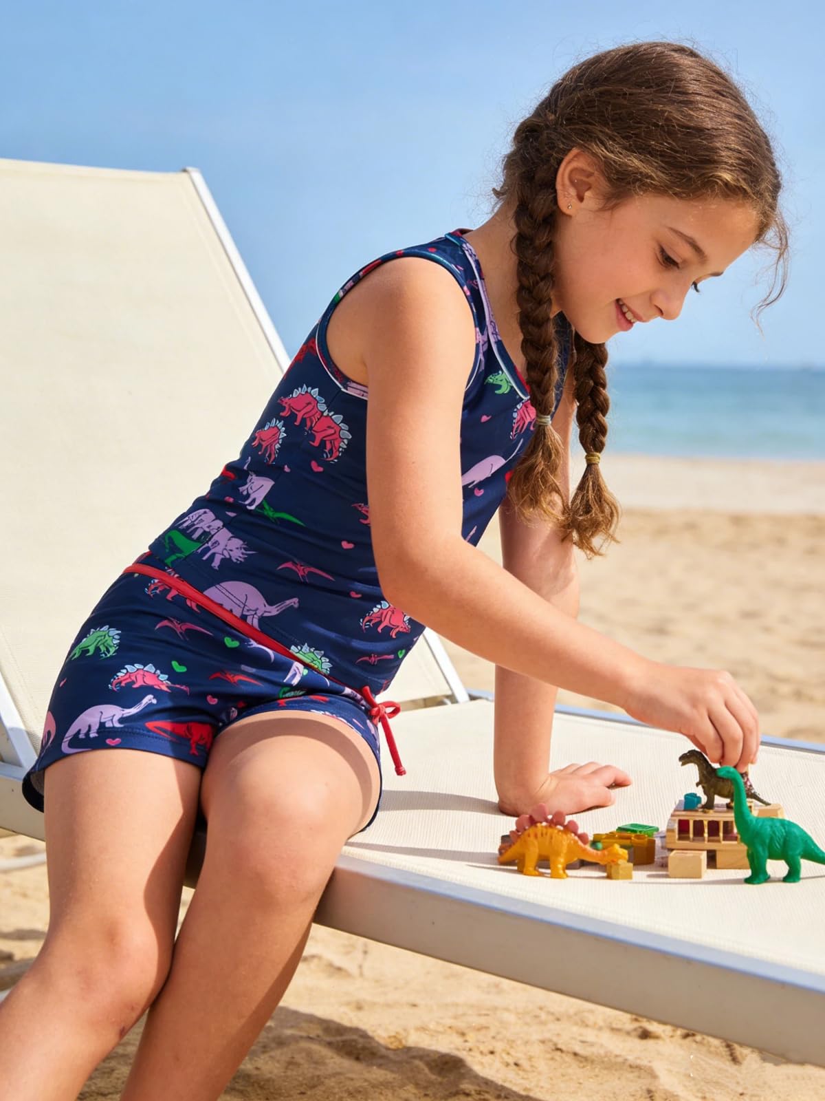 Belovecol Maillot de bain deux pièces tankini pour filles - Short d'été - Rashguard - Pour 4 à 16 ans