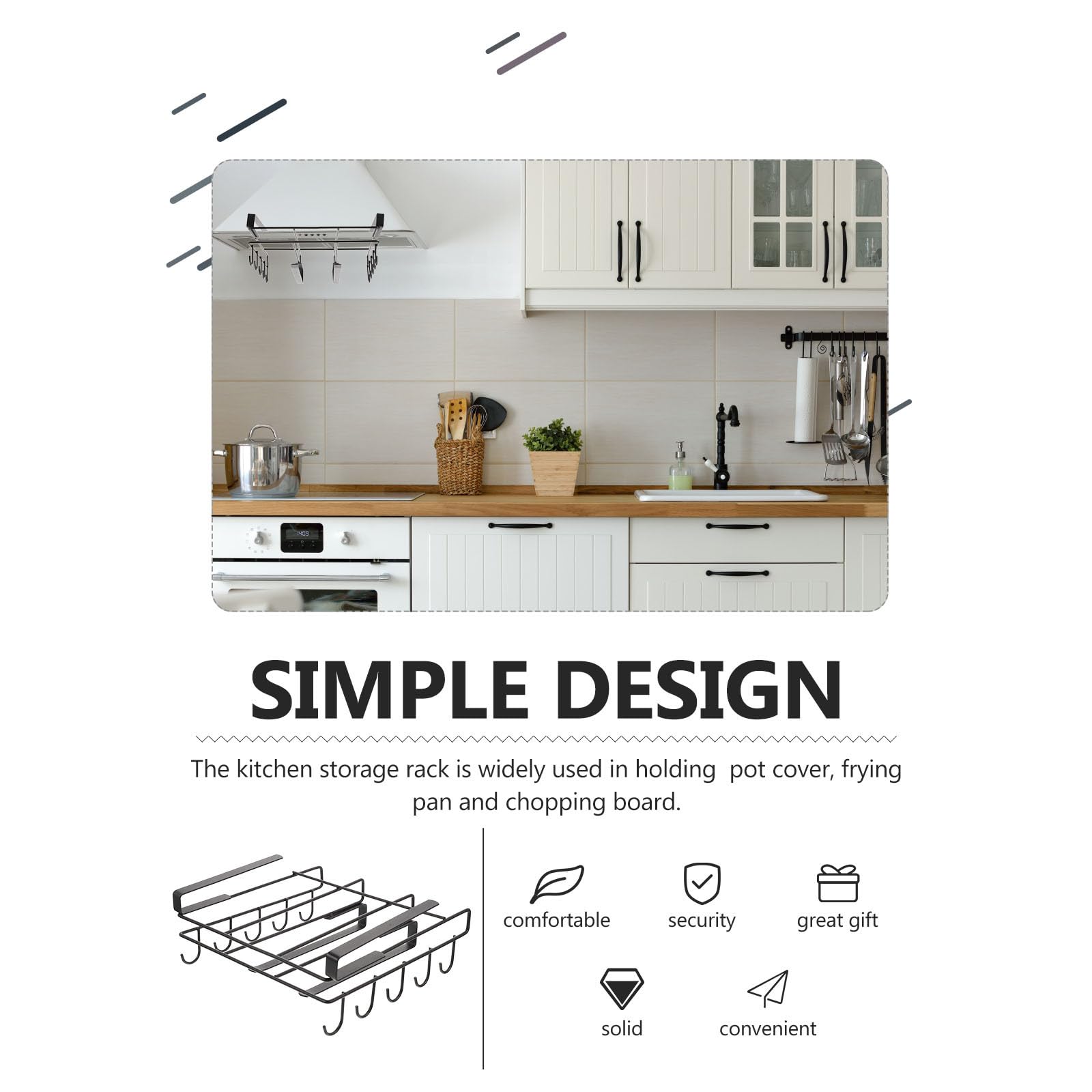 Didiseaon Organizer da Cucina Design Semplice in al Carbonio Nero Supporto per Coperchi Pentole e Tazze e Bordi Arrotondati per Facile Pulizia e Antiscivolo