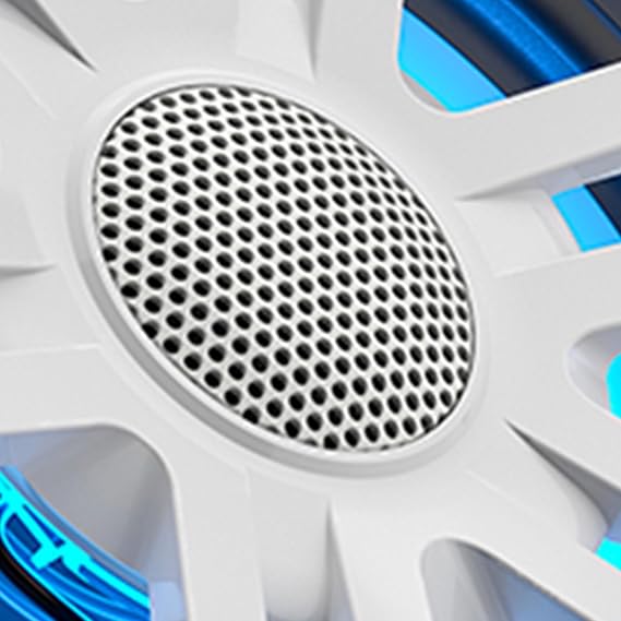 HERTZ Marine Audio System HEX Silver White RGB LED 6.5 Speakers (4 Total) & SP-4.500 4 Ch. Marine Amplifier Complete Pontoon & Center Console Boat Upgrade