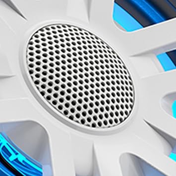 HERTZ Marine Audio System HEX Silver White RGB LED 6.5 Speakers (4 Total) & SP-4.500 4 Ch. Marine Amplifier Complete Pontoon & Center Console Boat Upgrade