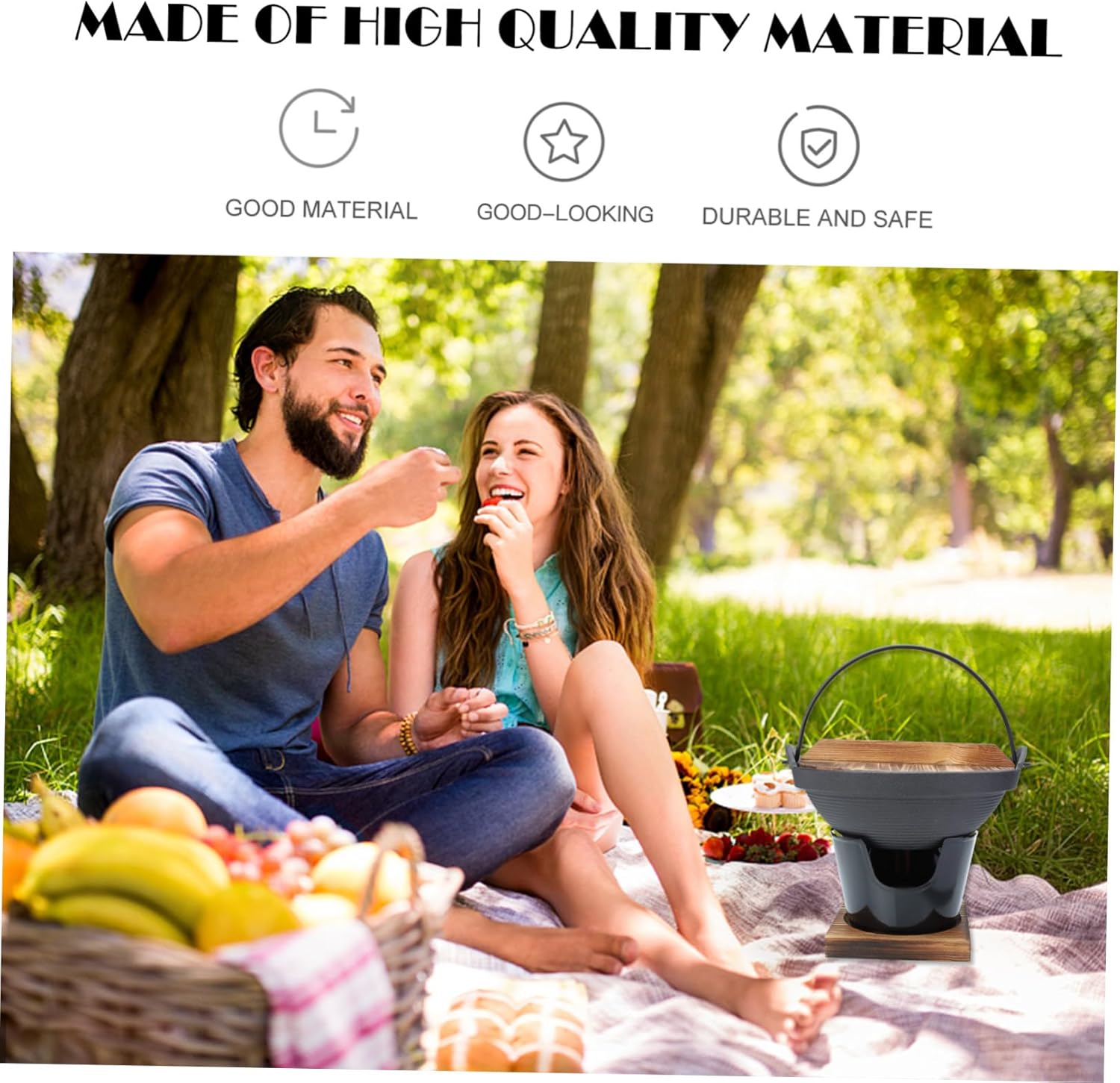 Japanese Style Iron Pot Outdoor Cooking Equipment Sturdy Stockpot Small Saucepan Camping Cookset