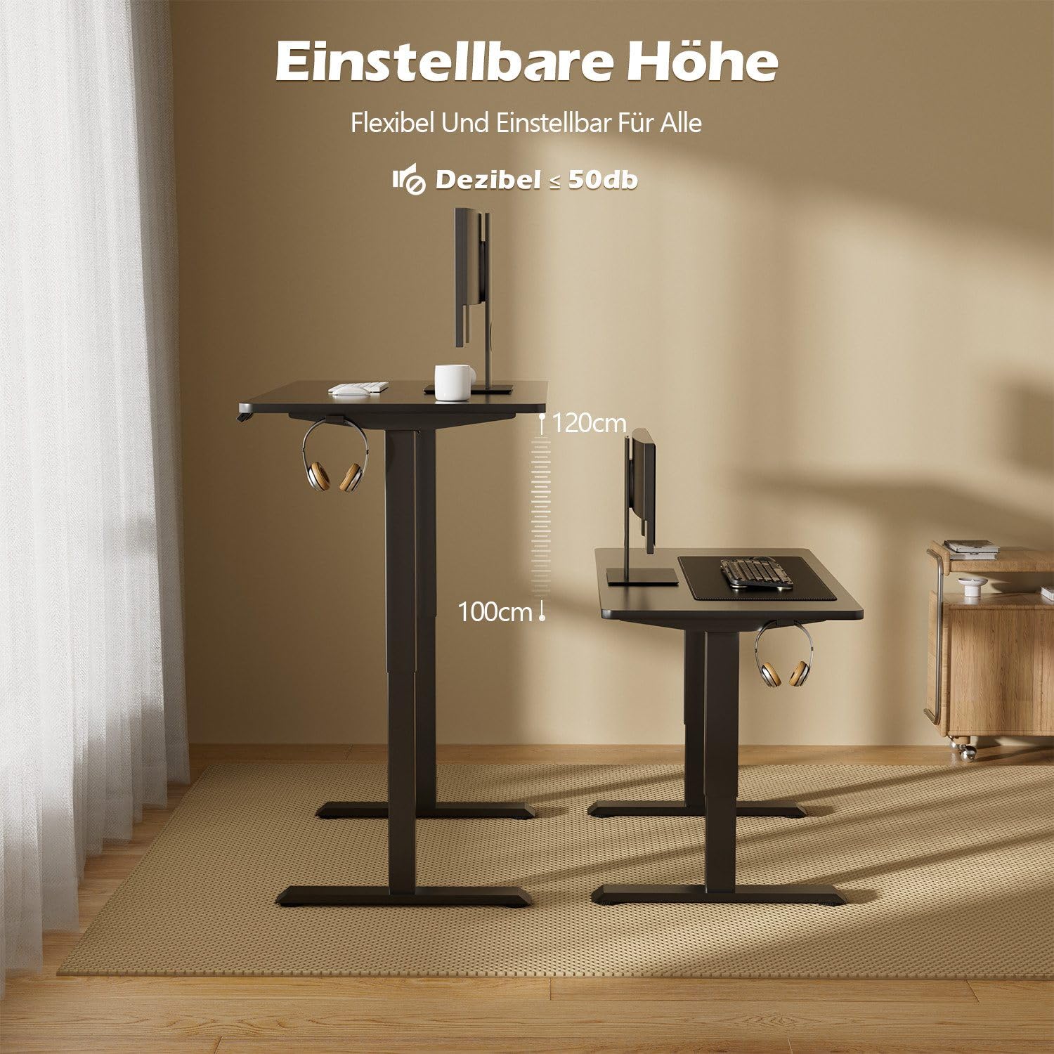 JUMMICO Höhenverstellbarer Schreibtisch Gestell 3er Set, Stabiler Tischgestell, Elektrisch Höhenverstellbare Tischbeine, Steh-Sitz Bürotisch, Stehpult, Standing Desk mit 2 Memory-Funktion Schwarz
