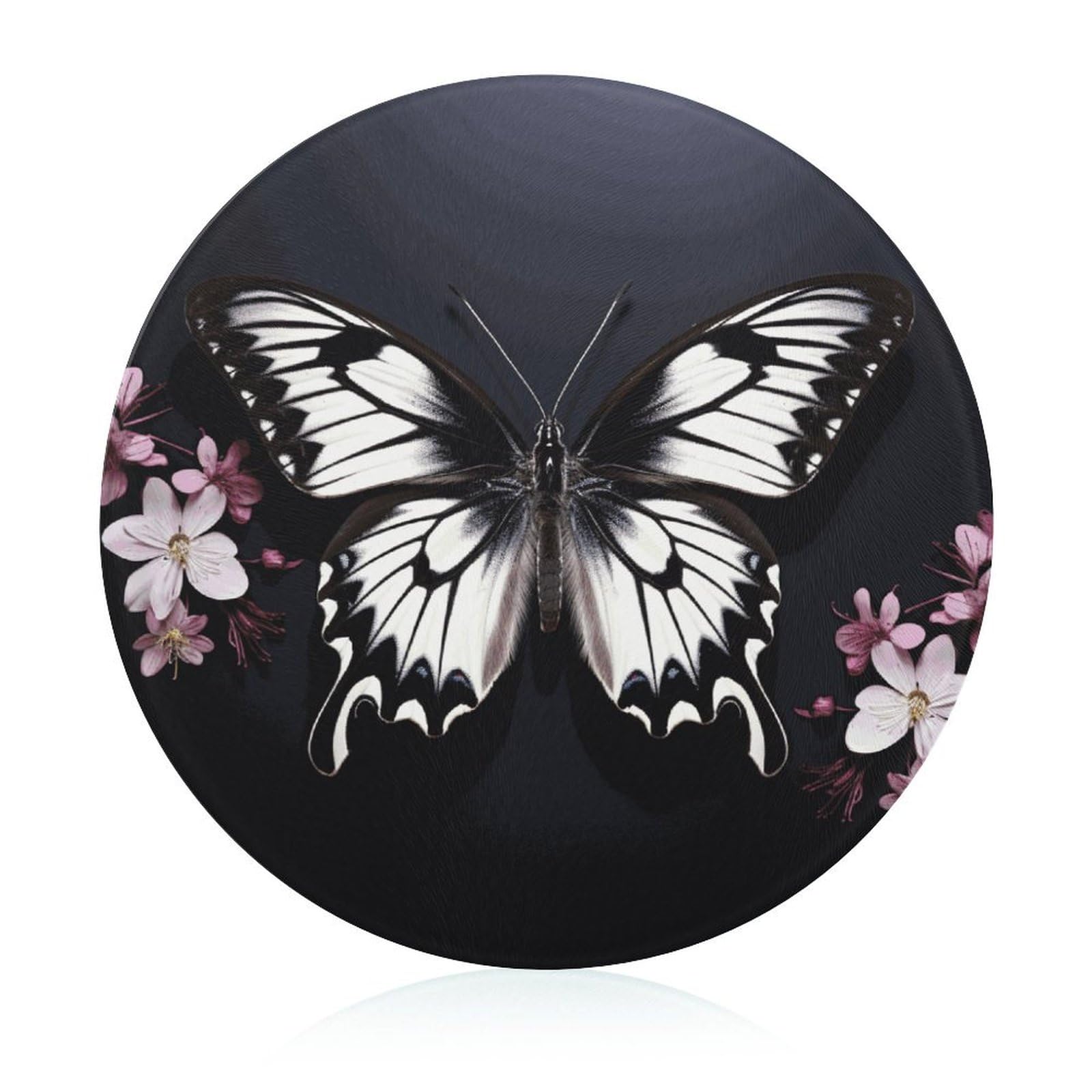 Tapis à découper rond pour cuisine motif papillon planche apéritif dînatoire