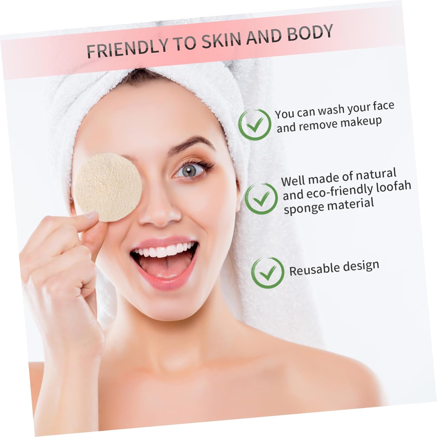 Uonlytech 50pcs Loofah Face Pads, Natural Sponge Exfoliating Face Pads Reusable Makeup Remover Facial Body Scrubbers Pad for Women and Men Facial Cleansing