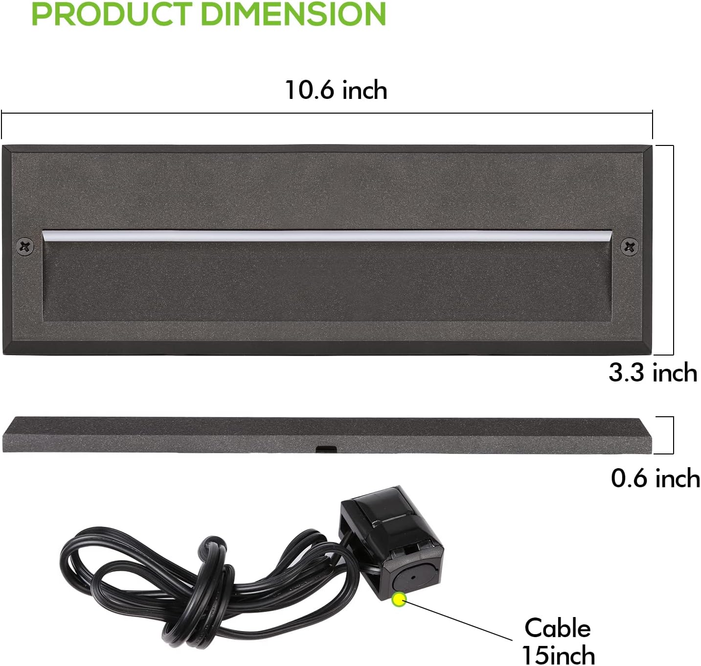 hykolity Low Voltage LED Landscape Deck Light, 10 Inch 6W 122LM 12V Wired for Outdoor Yard Lawn Step and Stair Lighting, Die-cast Aluminum Construction, Waterproof, 15-Year Lifespan, 6 Pack