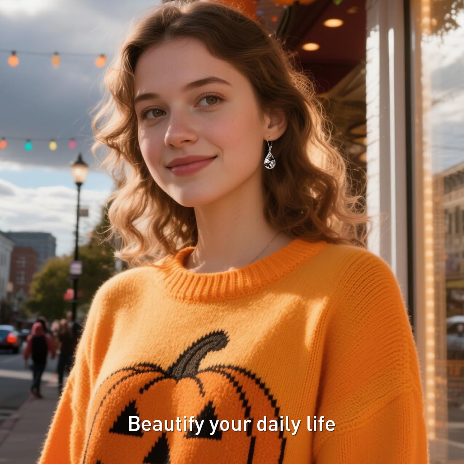 Halloween Earrings Bat Ghost Earrings for Women Sterling Silver Spooky Halloween Ghost Dangle Drop Bat Moon Earring Horror Holiday Jewelry Thanksgiving Gifts - Image 6