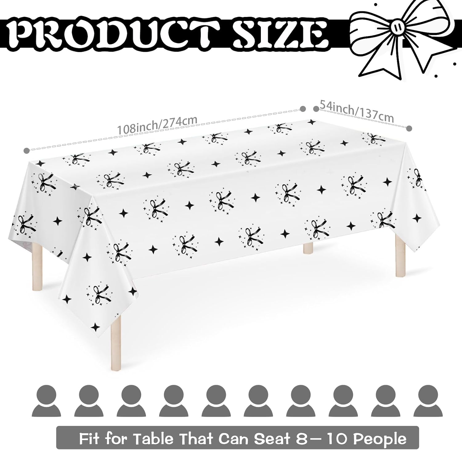 Bow Party Decorations Black Bow Balloons Bow Table Cloth Bow Garland Black Bow Birthday Decorations for Girl Women Baby Shower Bridal Engagement Wedding Decor Bachelorette Party Supplies