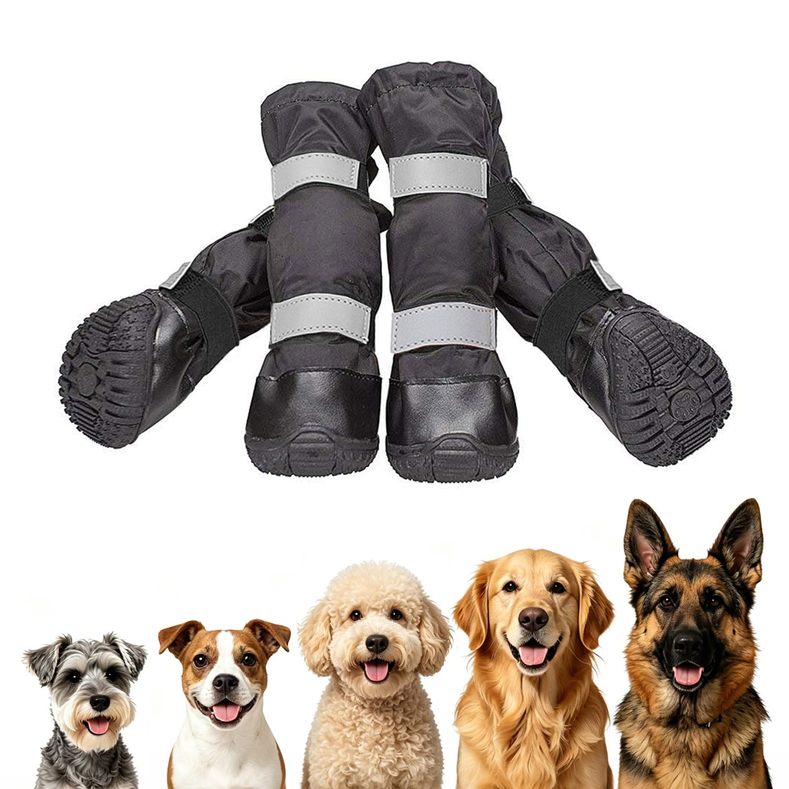 NAMSAN Dog Winter Boots, 4 PCS Size #3 for Medium Dogs with Long
