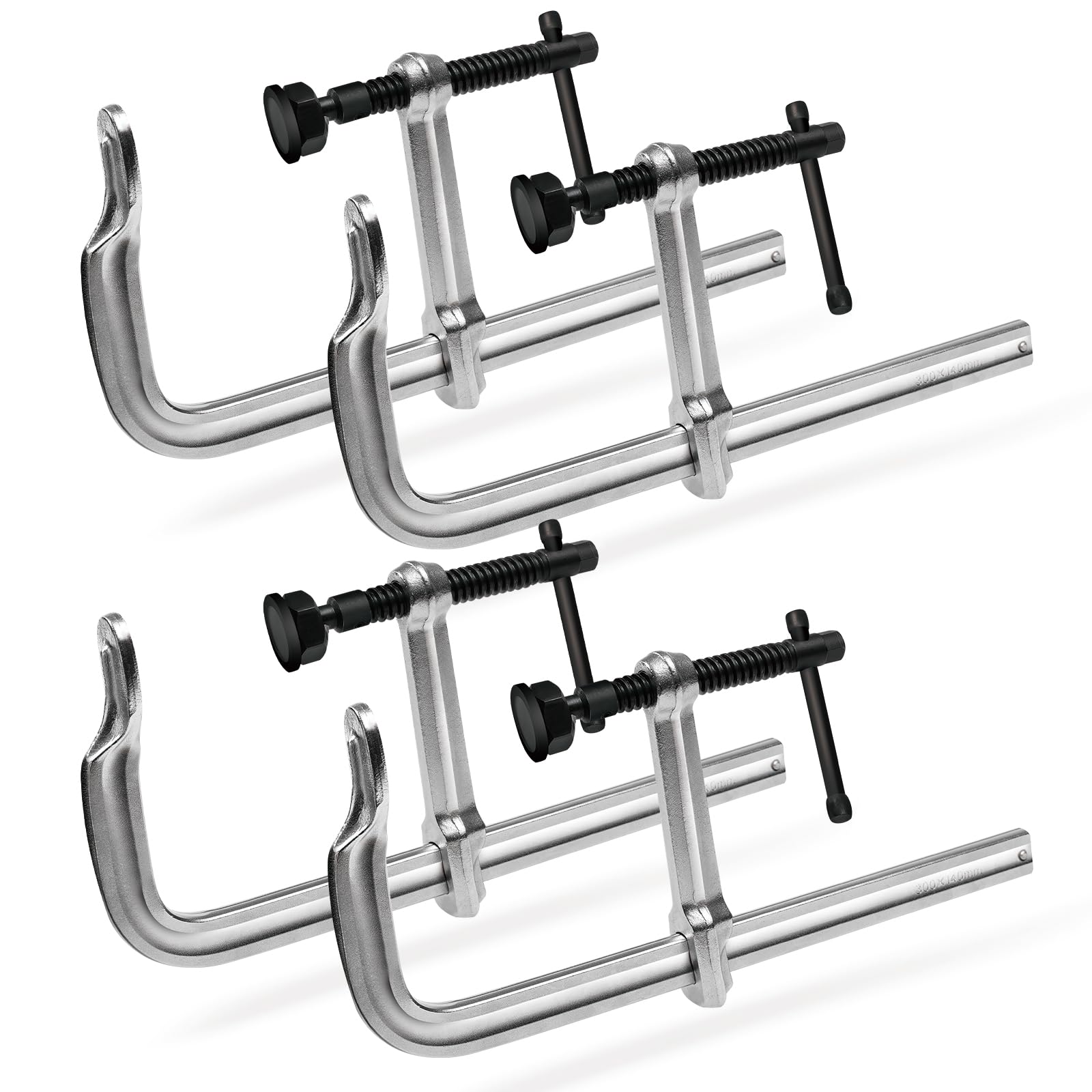 Heavy-Duty 12-Inch F-Clamps, 4-Pack, 3450 Lbs Forged Alloy Steel