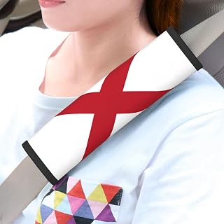 2 Pack Alabama State Flag Car Seat Belt Covers for Adults,Cute Flag Car Seat Belt Cover Pad Funny Strap Cover Shoulder Pad,Universal Car Interior Accessories Decor,(2, Black)