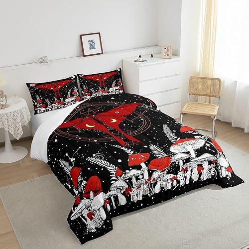 Miniatura 63 de Castle Fairy Juego de edredón de Halloween tamaño individual, juego de ropa de cama con estampado de animales de murciélagos negros para niños