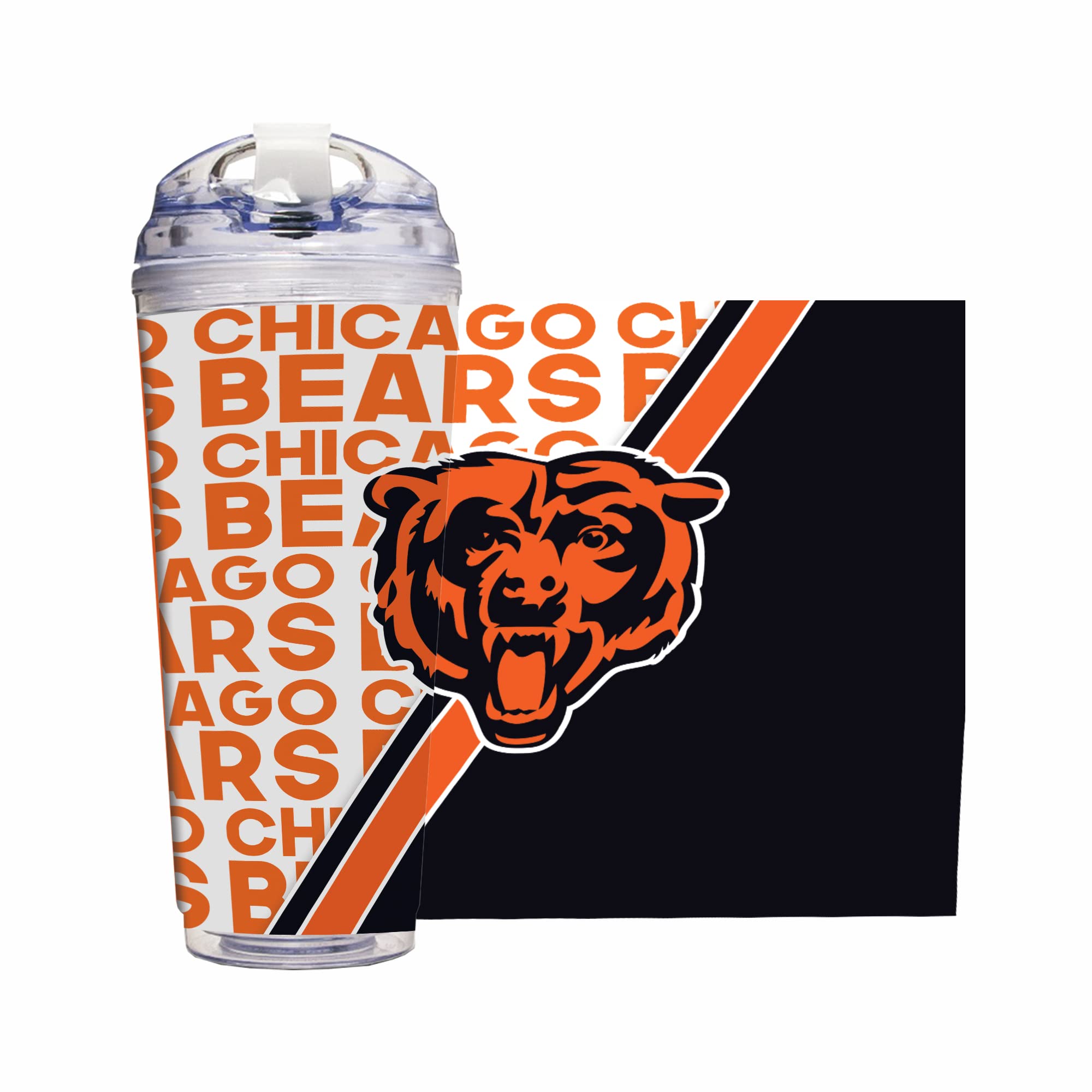 Rico Industries NFL Football 24oz Acrylic Tumbler with Hinged Lid, Officially Licensed Double Wall Tumbler for NFL Fans