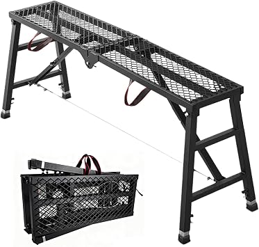 Scaffolding Work Platform, 29.9" to 47.2" Height Adjustable Work Platform, Foldable Scaffold for Building Construction, Interior Painting, Home Improvement450LBS Capacity, Black,5 Heights Options