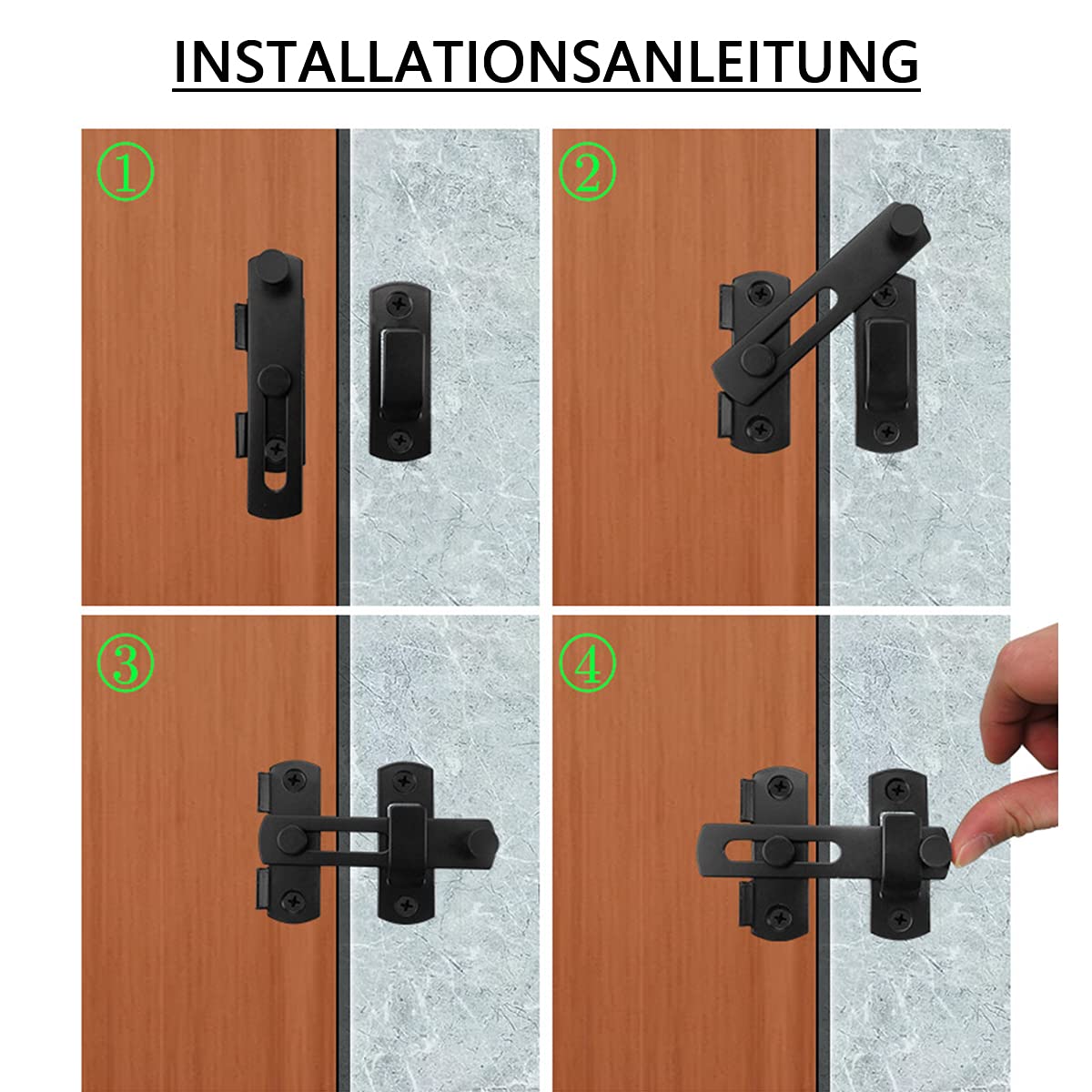 Cobee Lot De 2 Verrous De Porte En Acier Inoxydable Noir Avec Vis Fixe - Petit Verrou