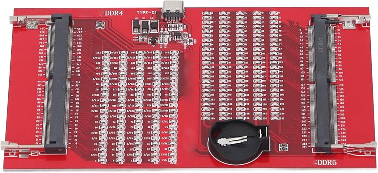 DDR5 RAM Memory Tester Card, 16GB Kit Desktop DDR4/5 Maintenance Tester with LED Indicator for Open Short Circuit Fault, Battery Compatible, Red