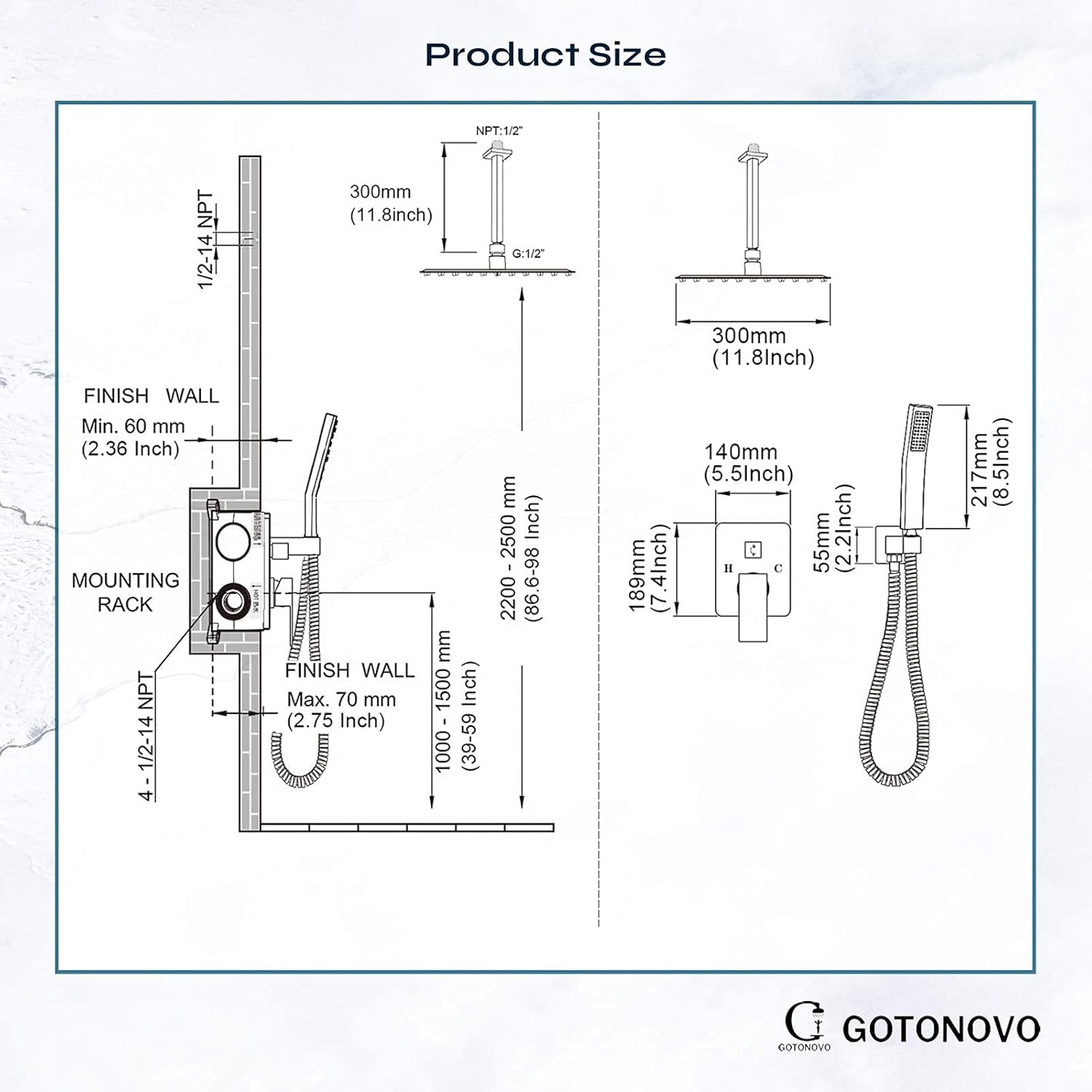 Review Discount gotonovo Rain Shower System Matte Black Ceiling Mount 12 Inch Shower Head with Handheld Spray Luxury High Pressure Shower Combo Set Rough-in Valve and Shower Trim Included Dual Function 🔥 Cashback up to 70% gotonovo Rain Shower System Matte Black Ceiling Mount 12 Inch Shower Head with Handheld Spray Luxury High Pressure Shower Combo Set Rough-in Valve and Shower Trim Included Dual Function