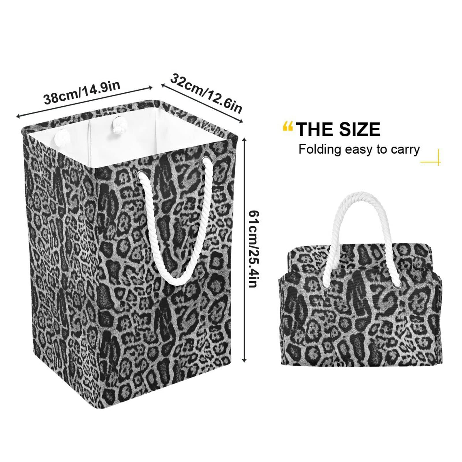 seamless Leopard Skin Giraffe Skin Animal Texture Collapsible Waterproof Laundry Hamper, Lightweight Washing Basket Bin Storage Organizer Bucket with Handles for Toys Clothes