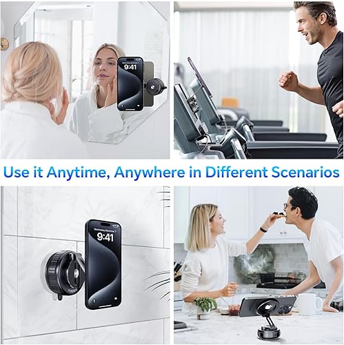 Miniatura 7 de Soporte de teléfono de coche para Magsafe 80 + libras de succión más fuerte y 2500 gf magnético más fuerte Soporte de teléfono ajustable de 360 para