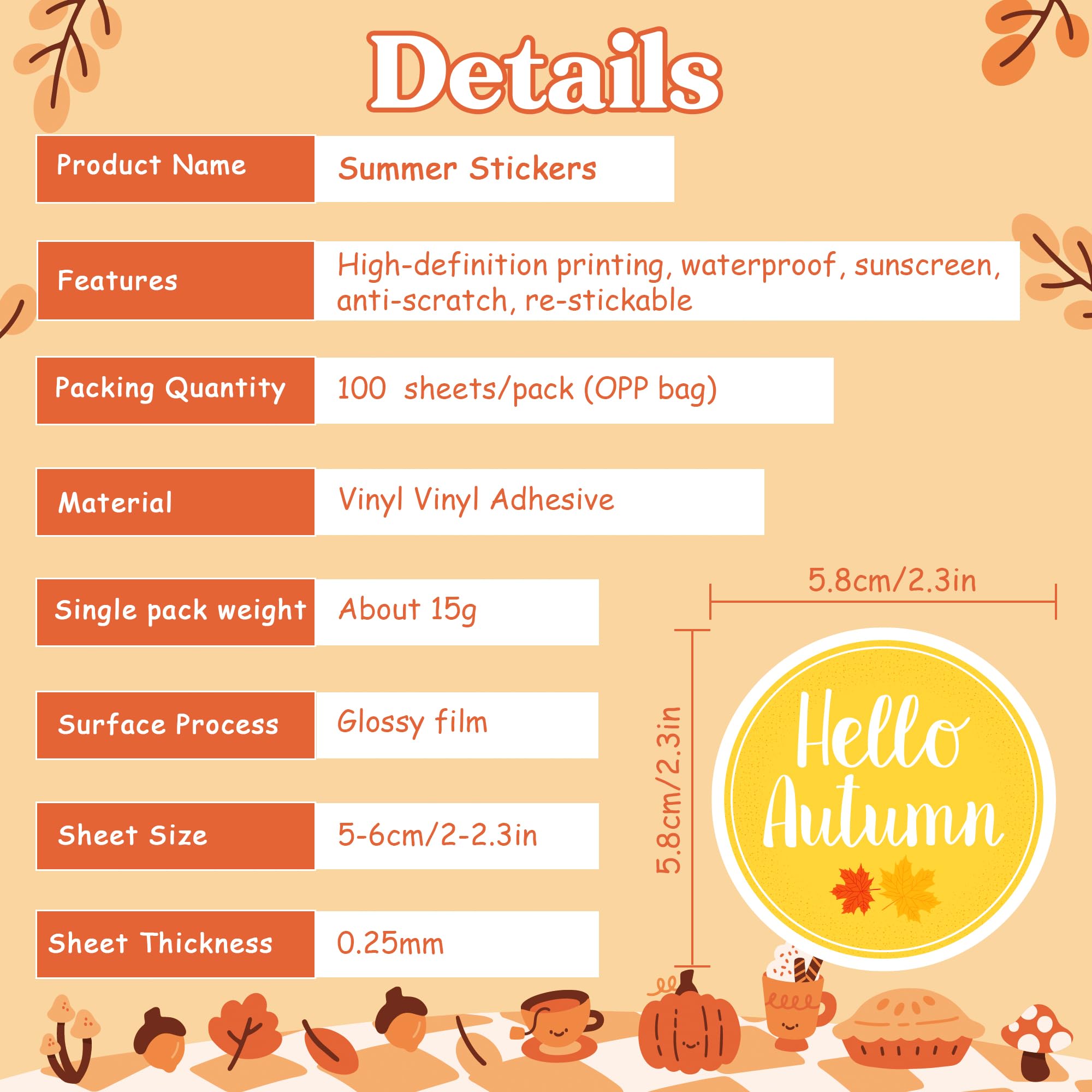 Alynta Fall Thanksgiving Stickers - 600 Pcs Holographic Maple Leaf Stickers, 1.5 Inch, Orange & Yellow - View #7