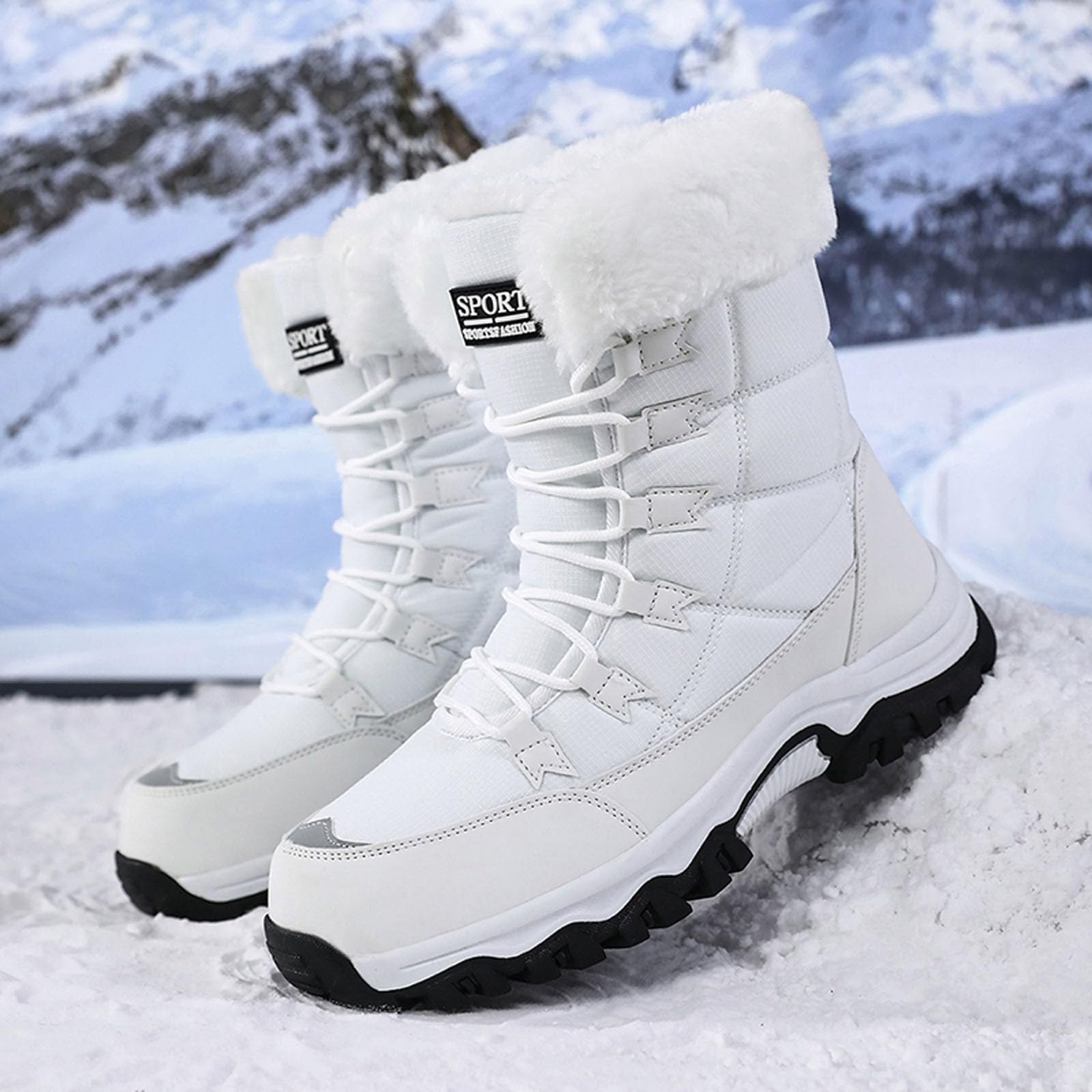 Generico Stivali Neve Donna Impermeabili Calde Termiche Doposci Stivali Imbottiti Antiscivolo Scarpe Da Neve Stivaletti Invernali Dopo Sci Con Fodera Scarponi Snow Boots Per All'acqua Trekkin
