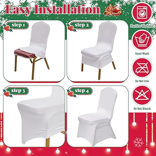 Vista 10 de Oudain 12 fundas para sillas plegables universales de elastano, lavables, extraíbles, elásticas, protectoras para decoración de fiestas (serie azul)