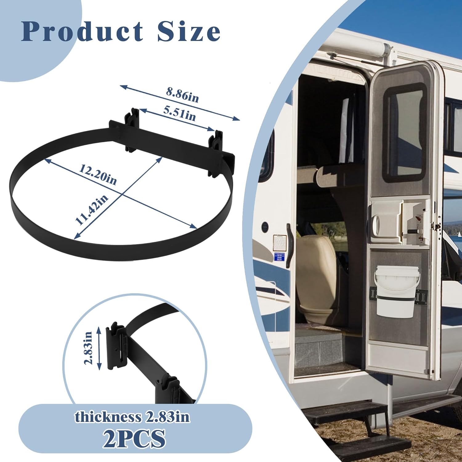 5 Gallon Bucket Holder for E Track, 2Pack Enclosed Trailer 5 Gallon Bucket Holder 110LBS Capacity, Wall Mount E-Track Accessories for Enclosed Trailer, Garage, Workshop, RV